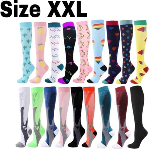 Quality Compression Socks Unisex Size XXL Soccer Football Stockings Fit Medical Edema, Diabetes,Varicose Veins,Running, Marathon