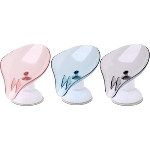 Leaf Shaped Drain Soap Box Bath Shower Soap Holder Creative Rotating Sucker Soap Dishes Bathroom Storage Tray