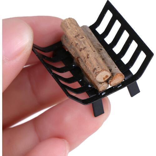 Best Sale 1/12 Dollhouse Furniture Metal Rack with Firewood for Living Room Fireplace Model