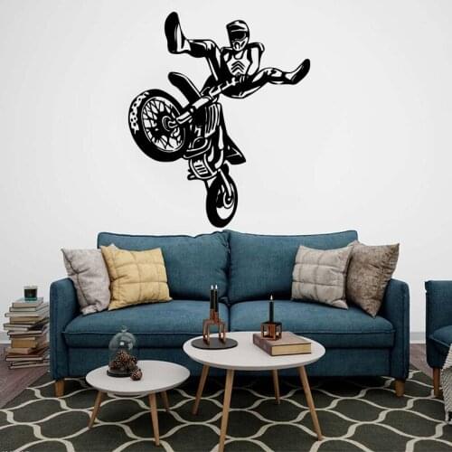 Motorcycle Wall Decals Motorcross Wheelie Motorbike Sport Wall Sticker Boy Room Playroom Motorcycle Racing Decor M361