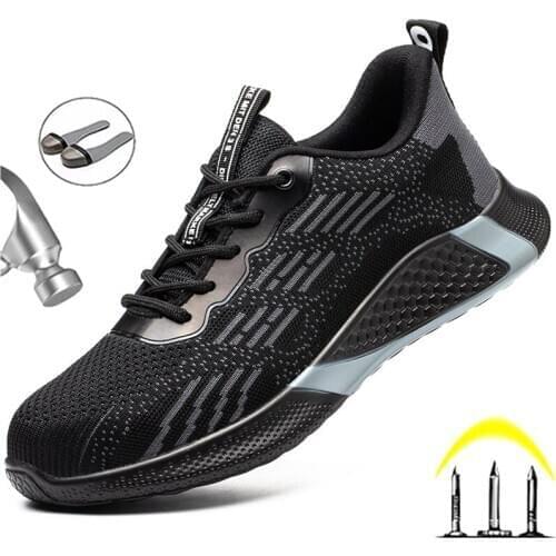 Men Safety Shoes Anti-puncture Work Sneakers Men Boots Indestructible Work Shoes Anti-smash Steel Toe Shoes Security Footwear
