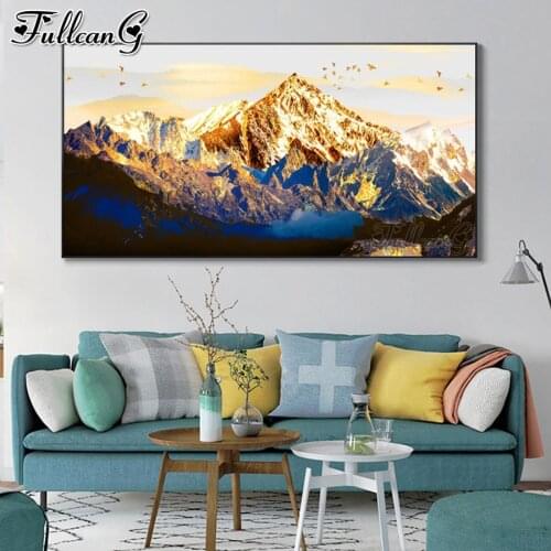 FULLCANG Abstract loess mountain mosaic 5d diy diamond painting full square round drill rhinestone embroidery kits FG0179