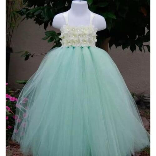 2021 new Mint Green Mix Turquoise 3 Color Flower Girl Dress For Baby Girl Wedding Birthday Party Tutu Summer Tutu Dress