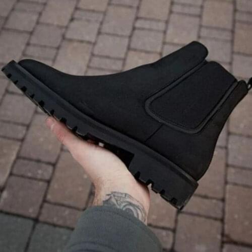 Autumn and Winter New Men Fashion Faux Suede Black Classic Chelsea Leather Boot Cover with Comfortable and Non Slip Heel AQ187