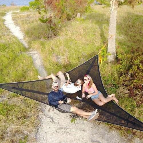 Outdoor Multi-person Hammock Triangle Design EDC Portable Hammock Multi-functional Triangle Aerial Mat Convenient Camping Sleep