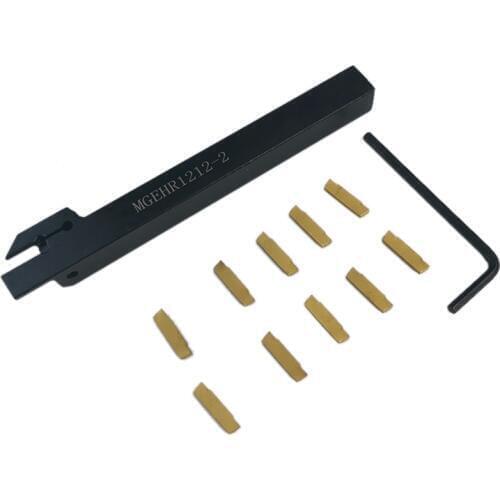 Practical CNC Lathe Turning Tool MGEHR1212-2 Cut-Off Tool Holder 12 x 12 x 100Mm Boring Bar + 10Pcs MGMN200-G Carbide Inserts Bl