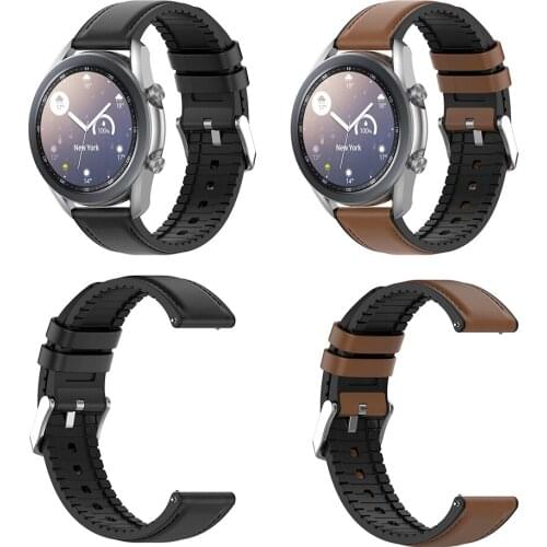 Silicone Leather Band for Samsung Galaxy Watch 3 41/45mm Active 2 Amazfit GTS 2 Watch Band Exterior Decoration Parts