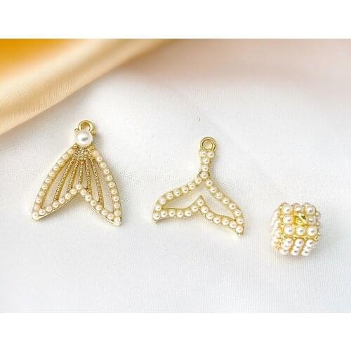 DIY earring pendant material ins super fairy fish tail delicate point pearl wild fairy earring accessories