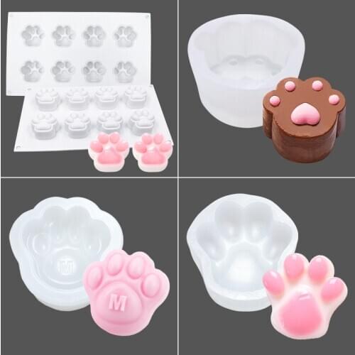 8 grid cat paw silicone mold DIY dog paw cake chocolate mold mousse cake mold ice cream jelly silicone mold 296*173*32mm