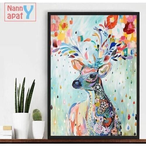 Nordic Art Watercolor Poster Animal Deer Minimalist Canvas Painting A4 Wall Picture Print Modern Home Room Decor Hand Painted