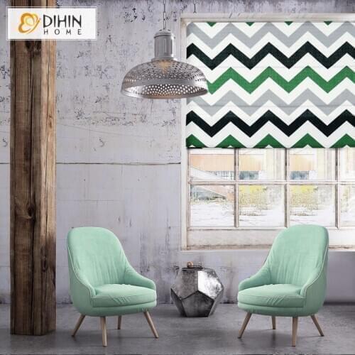 Modern Geometric Colorful Strips Custom Roman Shade Washable Roman Blinds,Flat and Fold With Cords Free Shipping