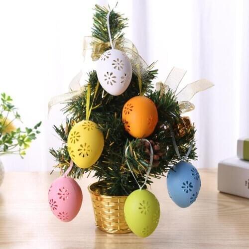 SUEF 12pcs/bag Easter Eggs Kids Decorations Plastic Egg Hollow Out DIY Painted Eggs Pendant Children Gifts Ornament @3