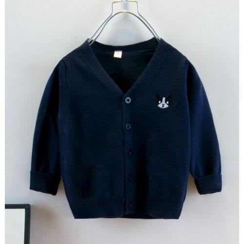 Navy Blue Spring Autumn Tops Boys Sweater Jacket Coat Kids Knitting Overcoat Outwear Teenager Children Clothes High Quality