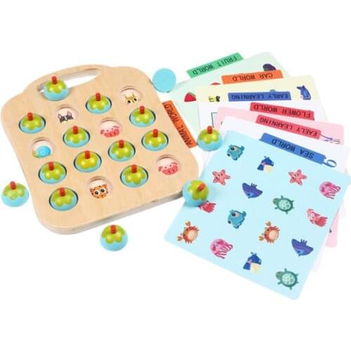 1Set New Arrive Early Educational Toy For Children Training Memory Puzzle Wooden Chess Family Game Special Birthday Gift