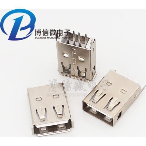 10Pcs Af17.5 Usb Famale Socket Length 17.5Mm 180 Degree Dip4 Crimping And Flat Socket