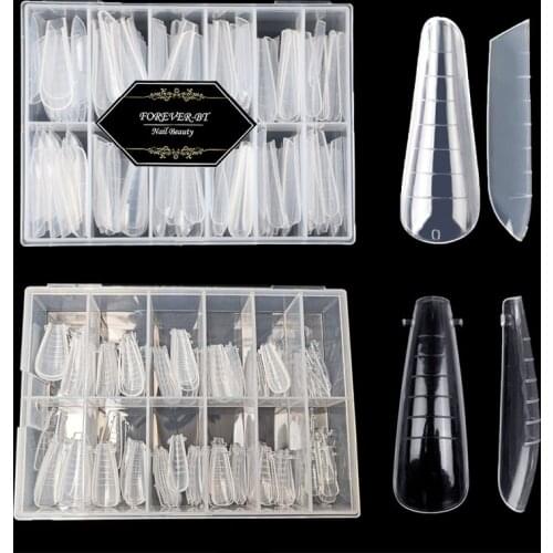 120PCS Nails Top Molds Poly UV Gel Extend Mold Quick Building Extension Tips Dual Form Nail System Upper Forms For Nails Mold