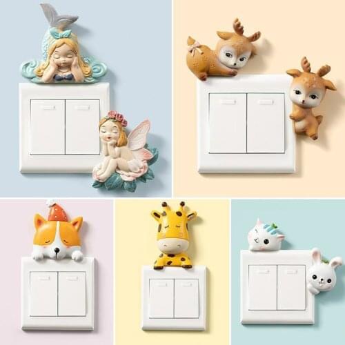 3D Stereo Resin Switch Decoration Wall Sticker Living Room Bedroom Household Modern Simple Wall Socket Switch Protective Cover