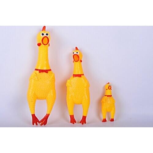 50pcs/lot Fast Shipping Yellow Mini Rubber Screaming Chicken Pet Dog Love Toy Squeak Squeaker Chew Gift 3 Sizes