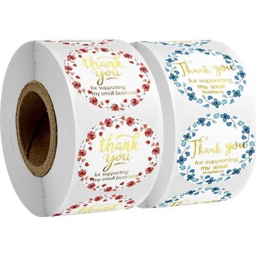 500 Pcs/Roll Thank You For Supporting My Small Business Stickers Christmas Small Shop Gift Pack Seal Labels Stationery Sticker