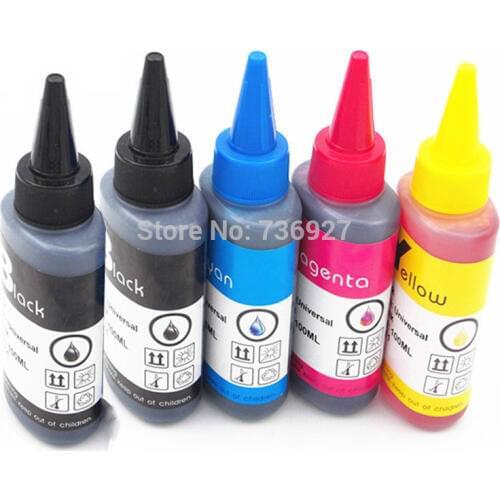 5X 100ml T2711 T2701 T2791 27XL Refill Dye ink for Epson WF-3620DWF WF-3640DTWF WF-7110DTW WF-7610DWF WF-7620DTWF printer