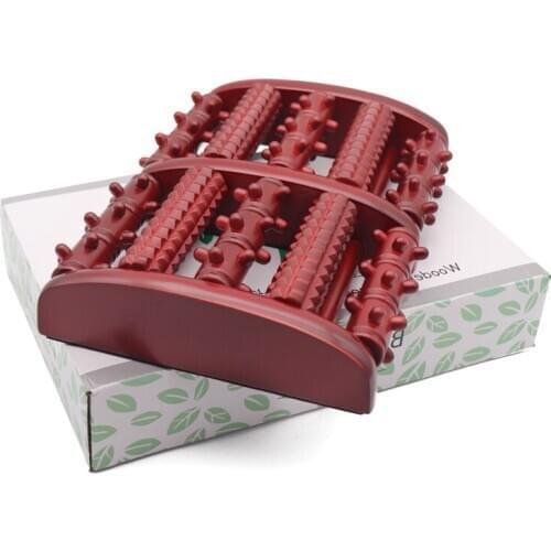 Wooden Dual Foot Acupuncture Massager Roller Ball Relieve Plantar Fasciitis Stress Heel Arch Pain Shiatsu Acupressure Relaxation