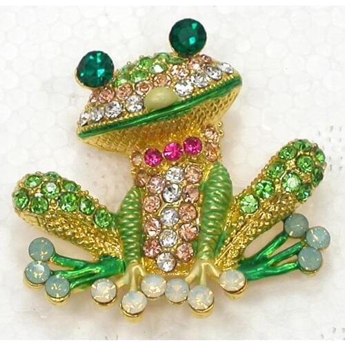12pcs/lot Wholesale Fashion Brooch Rhinestone Frog Pin brooches & Pendant Jewelry gift C102159