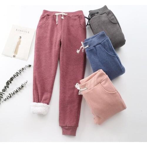 LIBERJOG Women Pants Winter Thick Cashmere Pants Warm Female Casual Loose Harlan Pants Long Trousers Plus Size