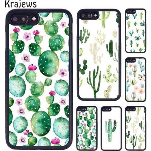 Krajews Cactus Watercolor Pattern Phone Cases For iPhone 5 6S 7 8 plus 11 12 Pro X XR XS Max Samsung Galaxy S6 S7 S8 S9 S10
