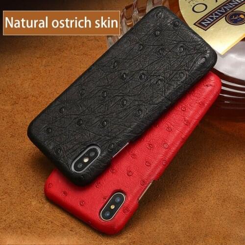 Genuine Leather ostrich pattern Fashion phone case for iphone x xs 7 8 plus 12 PRO MAX 11 PRO phone back cover slim phone case