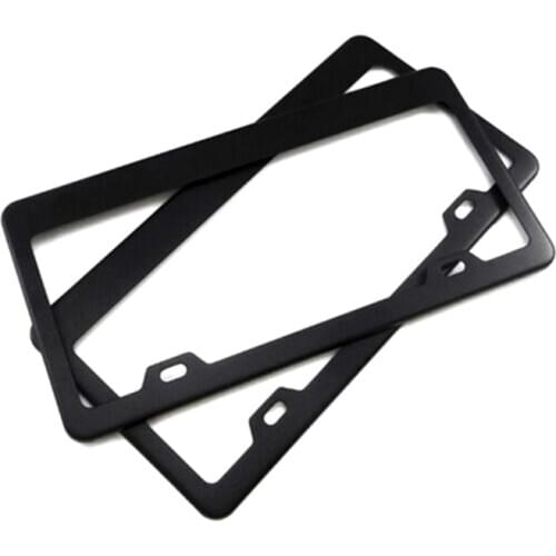 2pcs Black Newest Stainless Steel Car Auto Vehicles License Plate Frame Tag Cover Holder With Screw Caps Car Styling