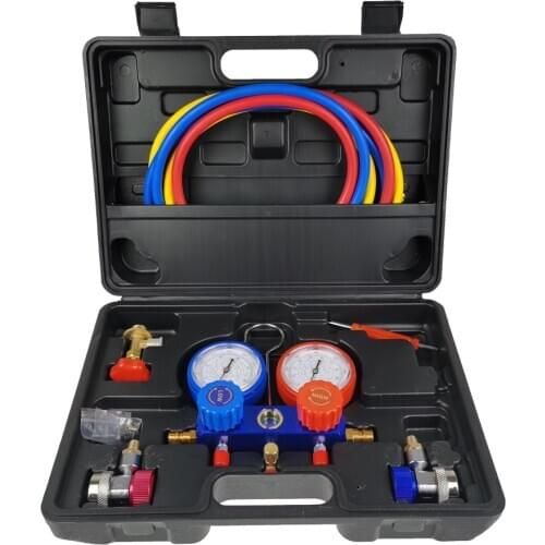 R134a Fluoride Meter Refrigerant Pressure Gauge Double Gauge Valve Air Conditioning Repair Tool Car Air Conditioner