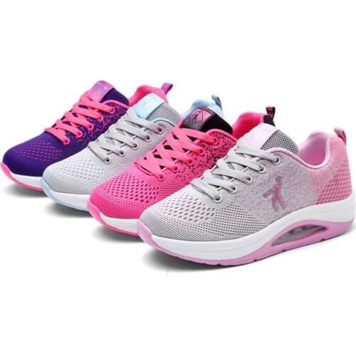 Joedon Golan flying woven fabric mesh rubber sole breathable non-slip red casual sports shoes womens shoes