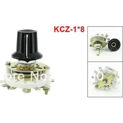 KCZ-1*8 Single 1 Pole 8 Throw Position TV Radio Band Channel Selector Ceramic Rotary Switch w Plastic Knob