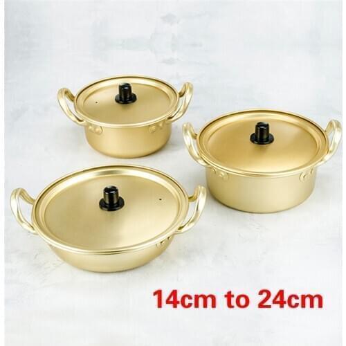 Korean Ramen pot boiled noodles Paomian pan thickened yellow aluminum pot Aluminum Soup hot Pot golden Kitchen Cookware wok