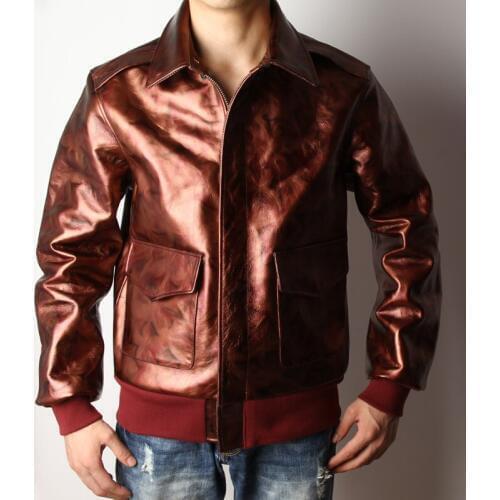 Free shipping.Brand classic A2 oil wax cowhide coat,mens 100% genuine leather Jackets,Camouflage man slim style jacket,quality