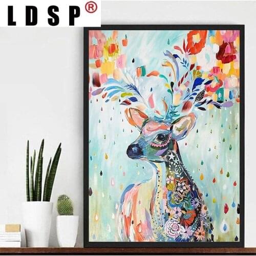 LDSP Hand Painted Watercolor Deer Animal Creativity Canvas Painting Wall Art Print Poster Picture Modern Living Room Home Decor