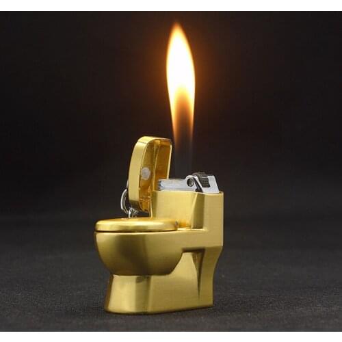 Creative Mini Toilet Keychain Metal Lighters Refillable Butane Gas Flint Wheel Cigarette Lighter Best Gift For Smokers