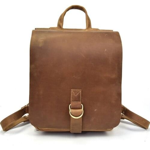 Crazy Horse Cowhide Men Women Backpack Genuine Leather Vintage Daypack Travel Casual School Book Bags Male Laptop Bags Rucksack