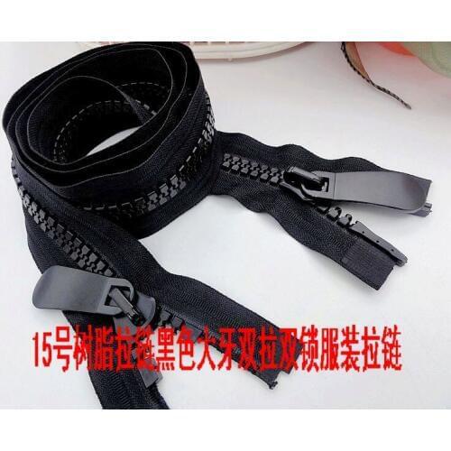 NEW 15# oversize extra large size black resin zipper 120cm 2pcs zipper for diy clothes special garment accessories