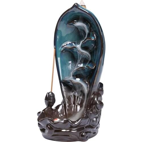 New Cone Incense Stand Zen Buddhist Good Smell Removing Lotus Ceramic Arabic Incense Burner Backflow Living Room Home Decoration