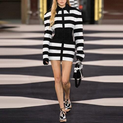 New Arrivals Fashion Sexy Dress Dress For Women Turned Down Neck Long Sleeve PU Mini Dress Robe Ete Femme 2020 Party Dress