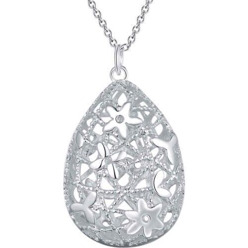 Wholesale Silver Plated Charm Jewelrys Necklace,free Shipping Fashion Fashion Jewelry Pendant Hollow Out Mesh AN788