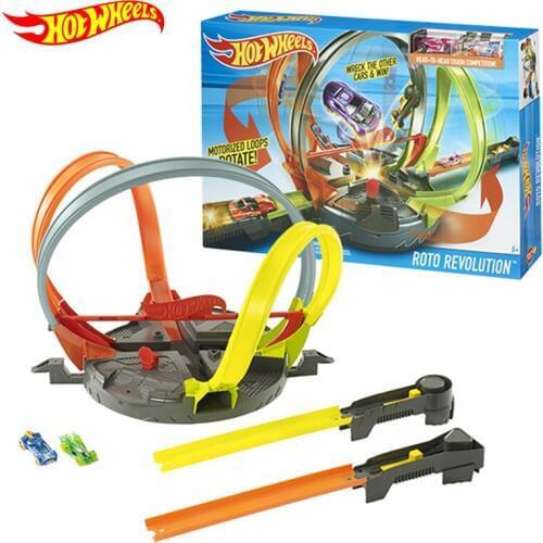 Hot Wheels Original Electric Car Track Set Double Impact Roto Revolution Crash Competition Play Model Boys Toys Birthday Gifts