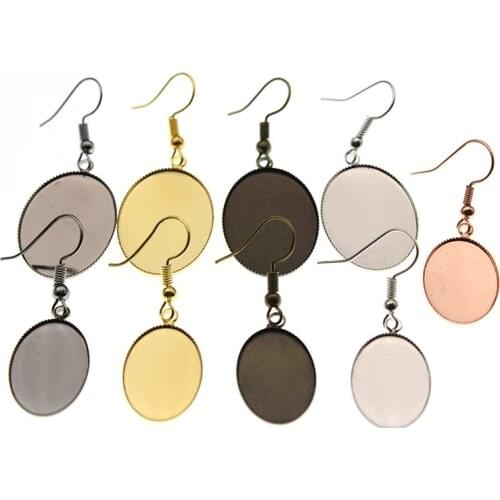 10pcs 13x18mm 18x25mm Oval Blank Earring Stud Base for Jewelry Findings Earring Hook Settings Cabochons Base DIY Ear Jewelry