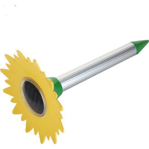 Solar Powered Mole Repeller Electronic Sun Flower Type Ultrasonic Pest Reject Mouse Repellent Snake Ant Driver