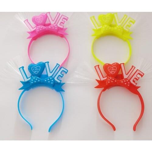 New luminous optical fiber love headdress flashing party birthday 2021 headband happy New Year headband concert wholesale