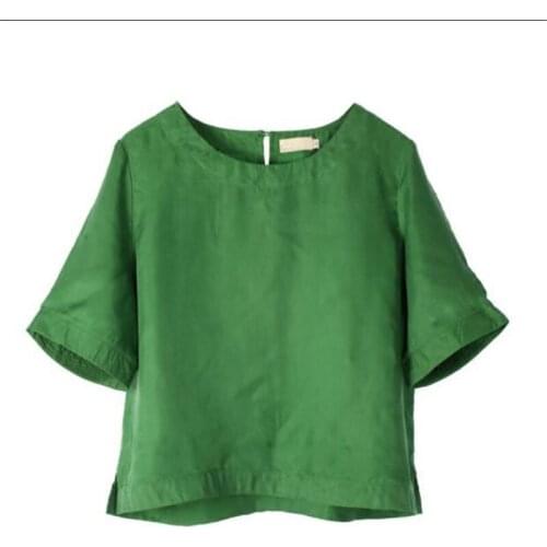 Plus Size 20% Silk Blouse Female Summer Oversized Hedging Silk Shirts Woman Shirt Tops Lady Seda Chemise Seda La Camisa Arriba