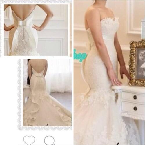 Vestido de noiva Plus size wedding dress 2015 hot sale sweetangel Lace Beaded Mermaid Wedding gowns