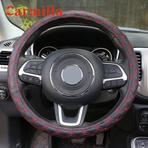 Sale for 38cm Faux Leather Ultra Soft Car Steering Wheel Cover Accessories for Jeep Renegade Compass Cherokee 2012-2020