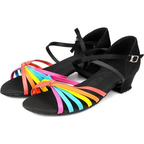 Children Latin Dancing Shoes Multicolor Soft Sole Ballroom Dance Shoes Party Tango Chacha Latin Dance Shoes for Girls Kids C64